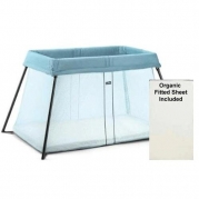 Baby Bjorn - 040285USK1 Travel Crib Light Turquoise With Organic Fitted Sheet